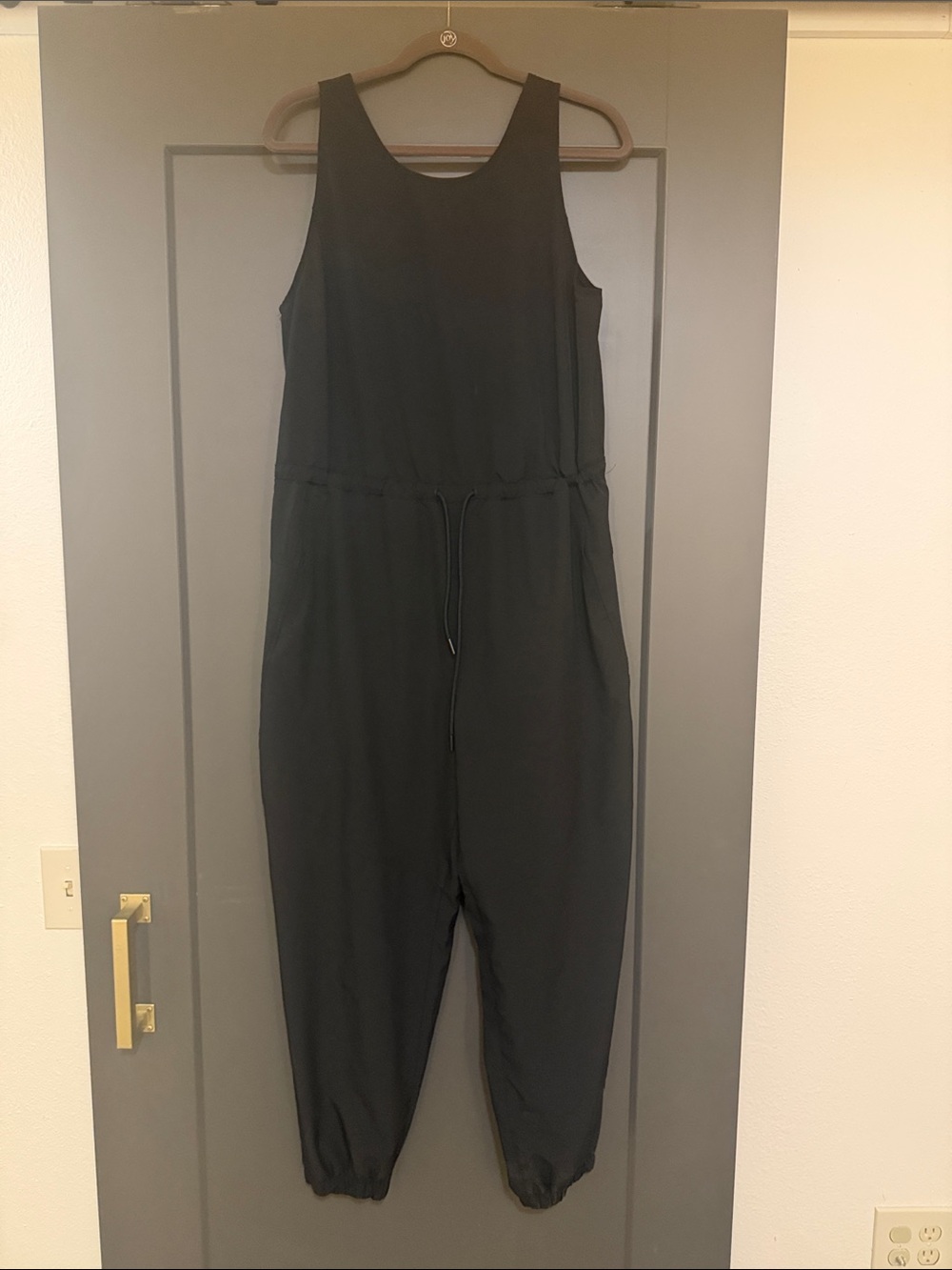 Sleeveless Black Drawstring Jumpsuit